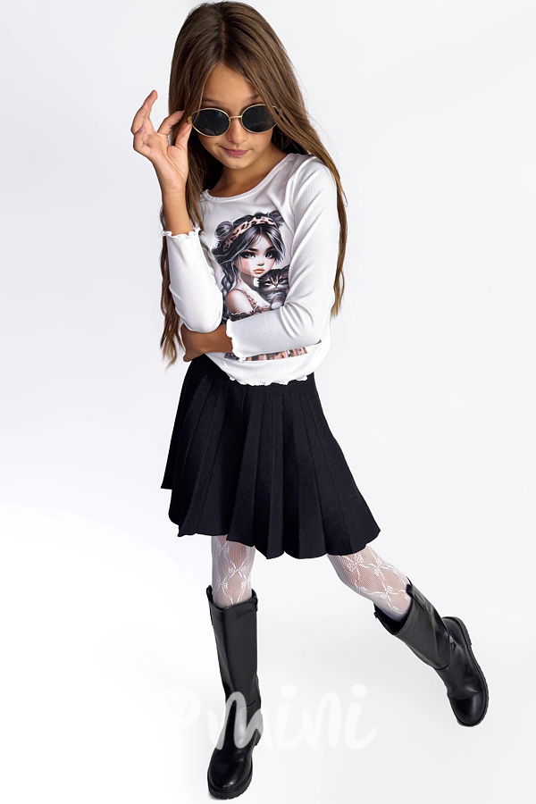 Girl & Cat blůzka bílá