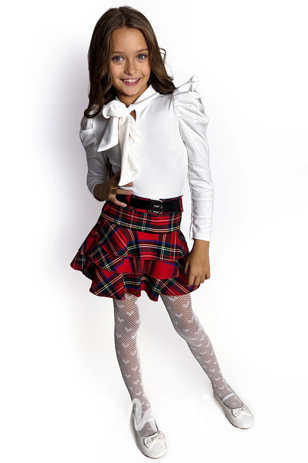 Red karo sukňokraťasy s páskem