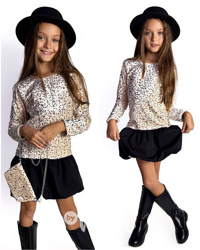 Flitrové šaty s kabelkou Champagne gold