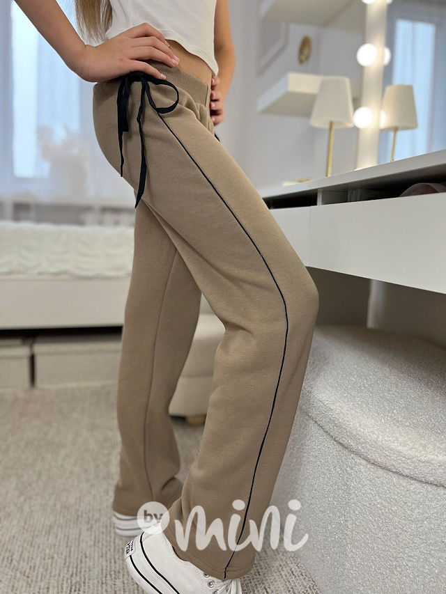 Thermo široké kalhoty béžové