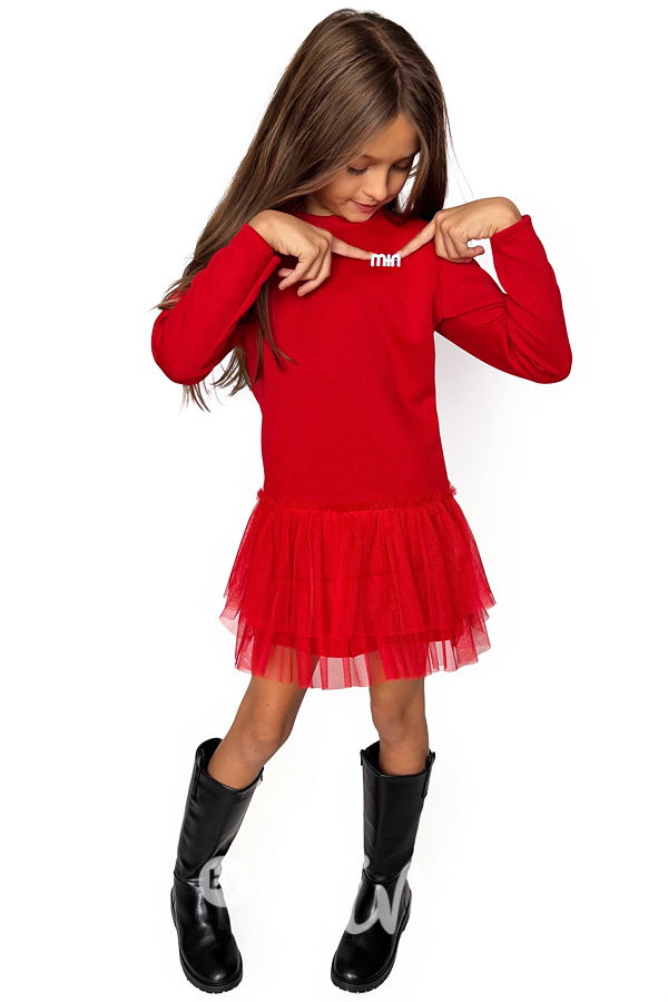 Tunikové šaty s tylem MIA červené
