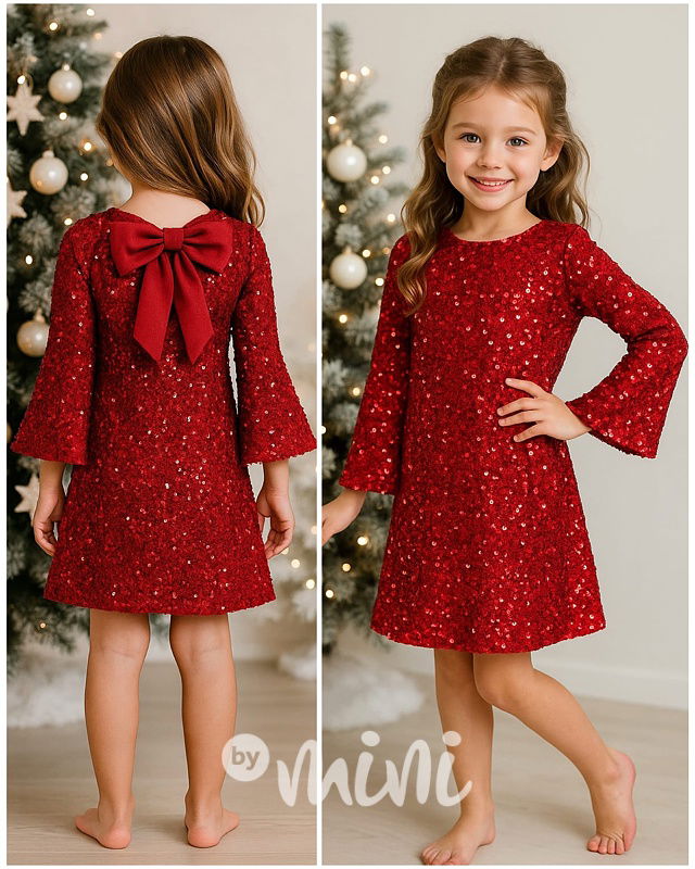 BOW flitr šaty červené