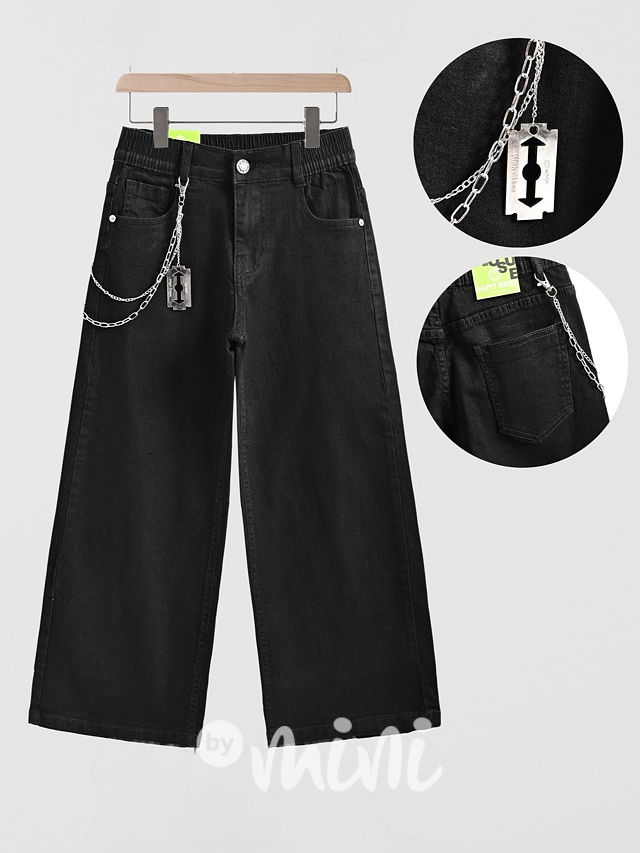 Streetwear široké dark džíny s řetězem