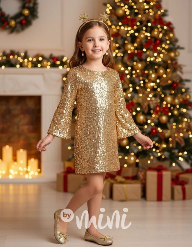 BOW flitr šaty zlaté