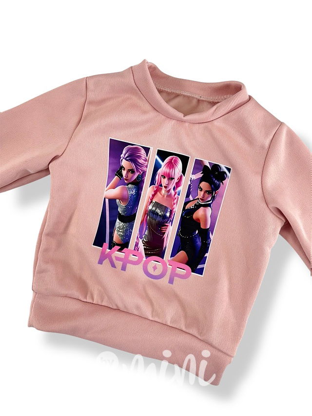K-pop zateplená mikina růžová