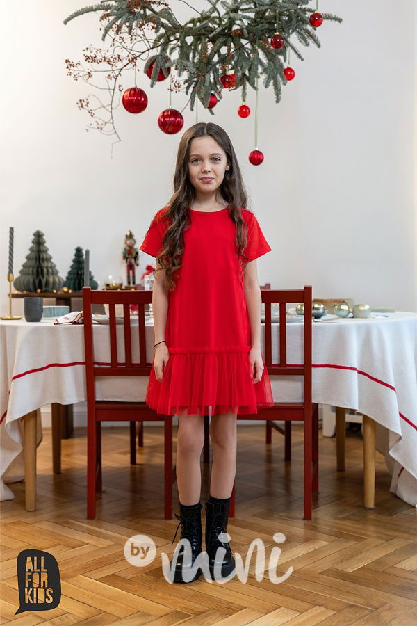 All for kids tylové šaty červené