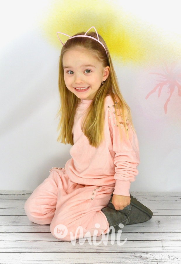 Velur perličková teplákovka pink