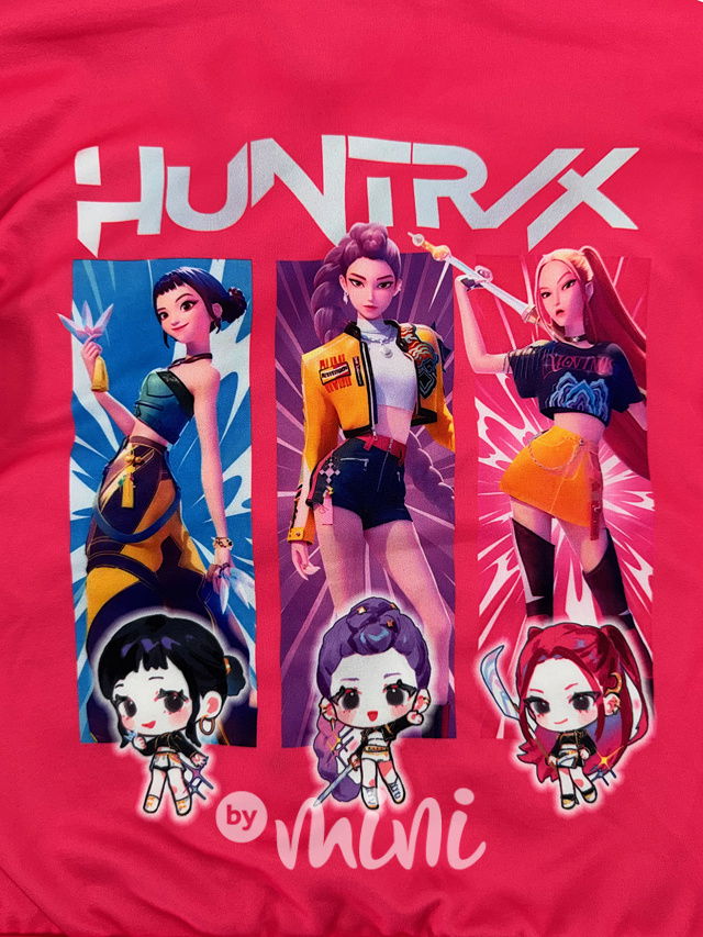 Huntrix baseball mikina pink/white