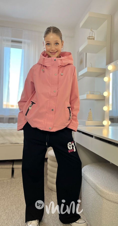 Jarní oversize bunda růžová