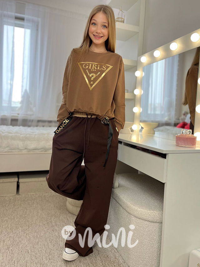 Lounge volné tepláky brown/beige