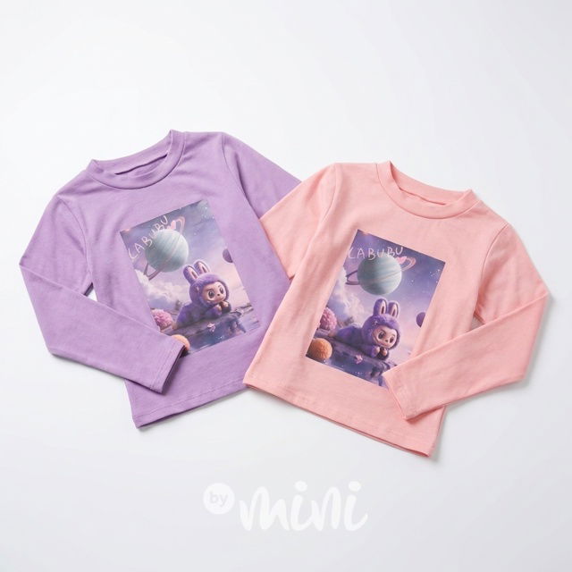 Labubu triko s dlouhým rukávem fialové