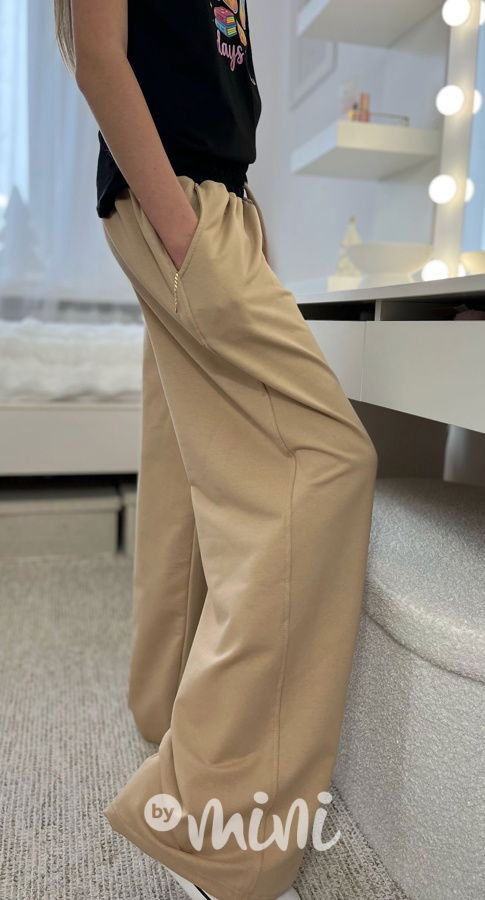 Lounge volné tepláky beige/black