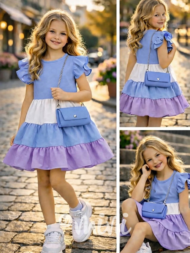 Letní vzdušné šaty Candy s kabelkou blue