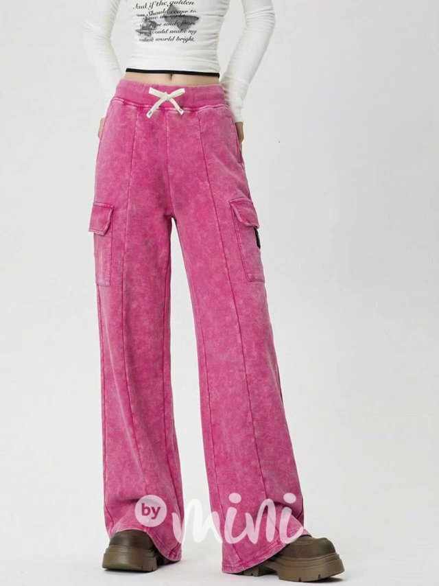 Acid wash pink cargo tepláky