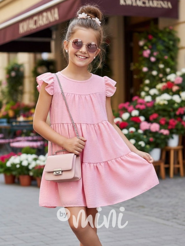 Letní vzdušné šaty poseté kamínky pink
