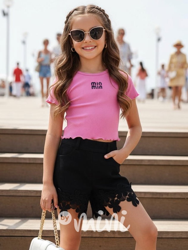 Růžové crop triko MIU