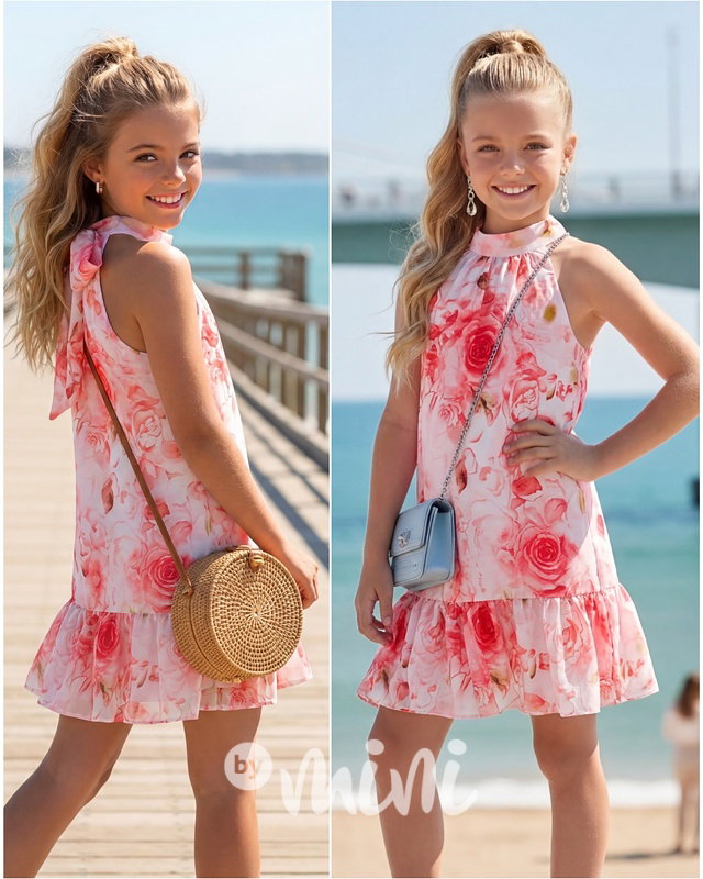 Mini chic šaty Roses red