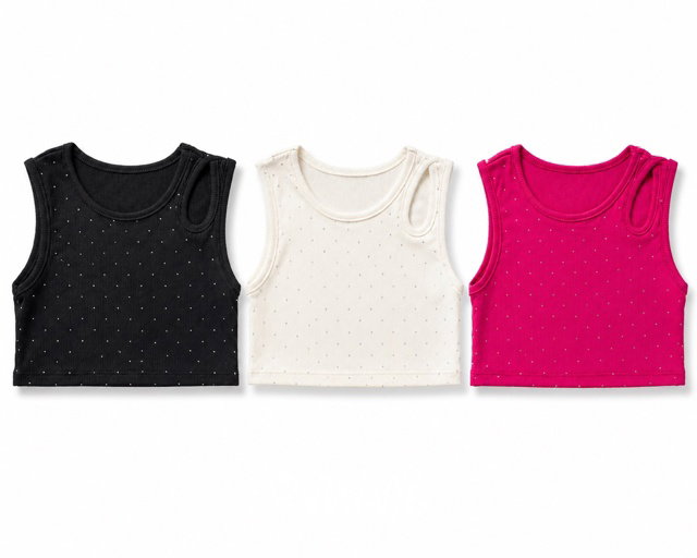 Crop top s kamínky bílý