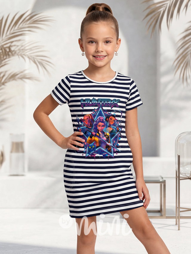 Huntrix tunikové pruhované šaty dark blue