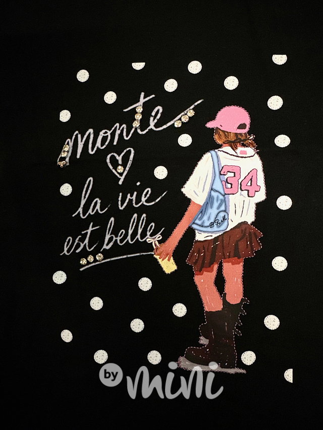 Belle oversize triko s kamínky černé