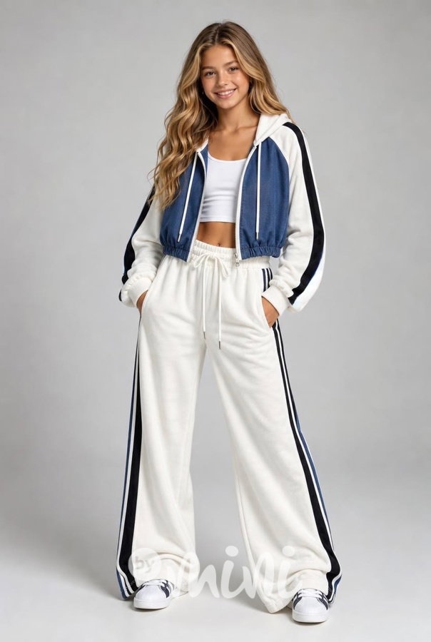 Denim & Velur souprava white