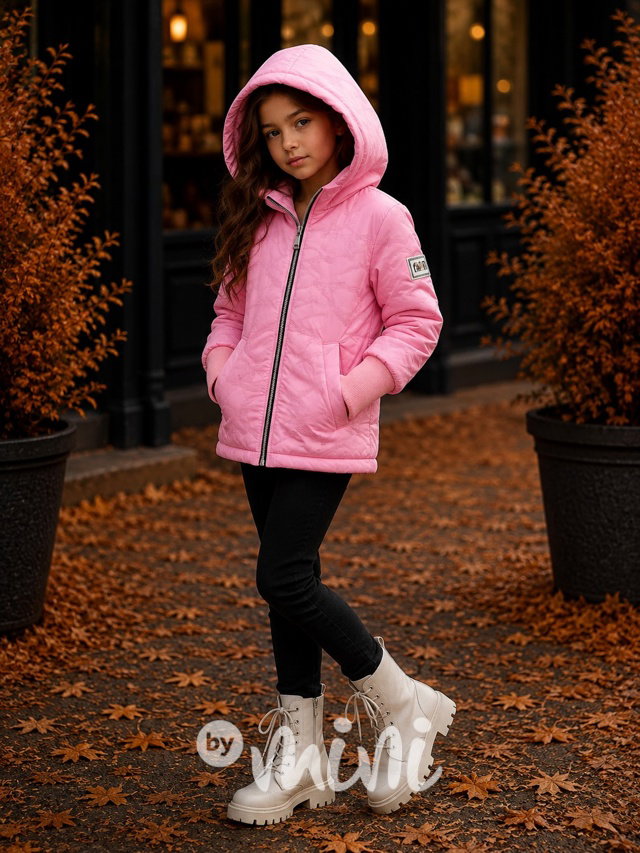 PREMIUM podzimní bunda s dlouhými náplety PINK