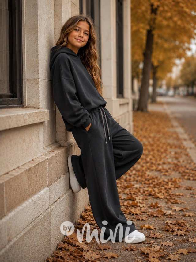 Podzimní široké tepláky dark grey