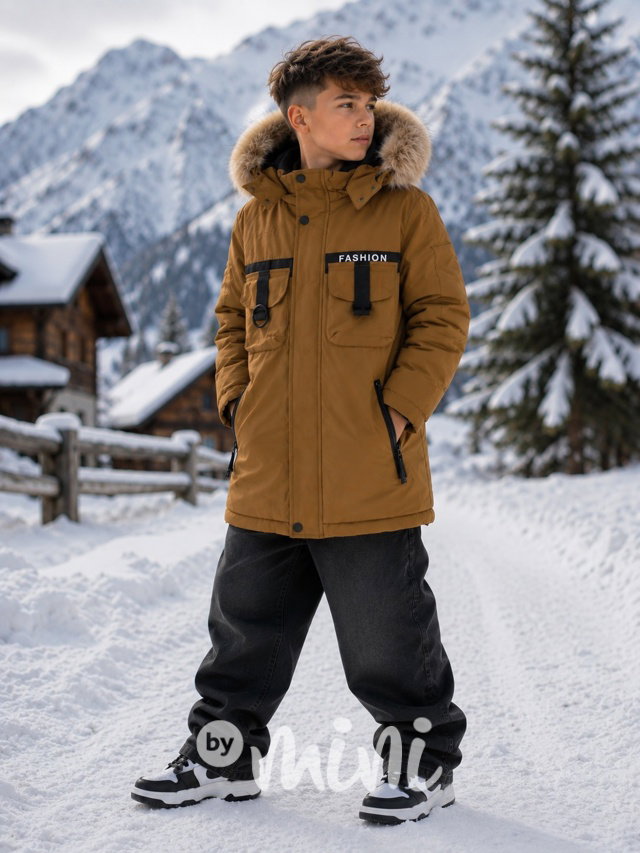 Zimní long bunda FASHION béžová