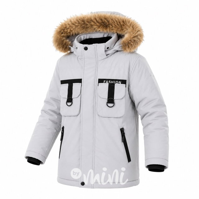 Zimní long bunda FASHION ice grey