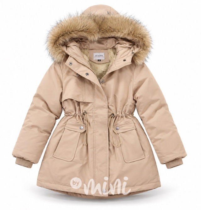 Zimní kožíšková parka béžová