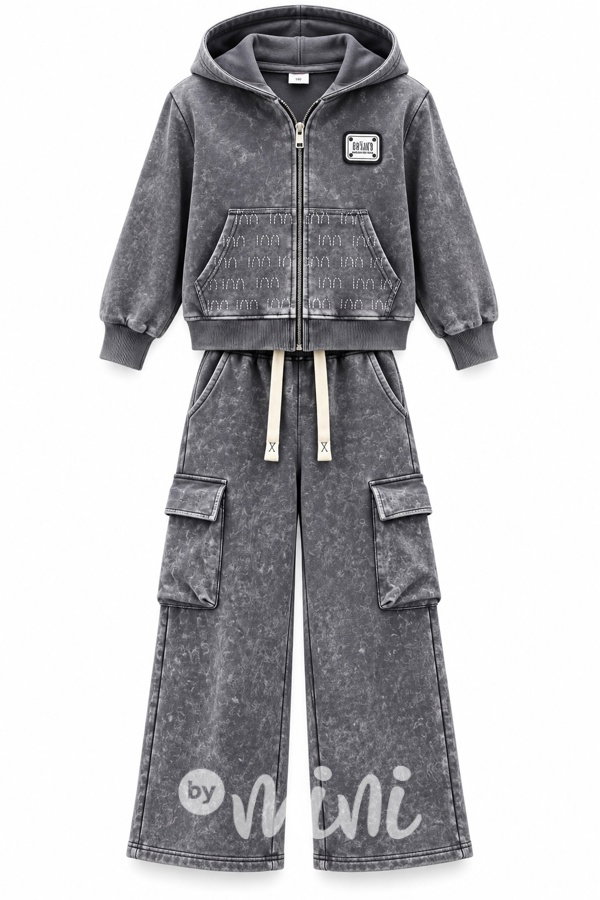 Soft cotton denim teenage souprava ANTHRACITE grey