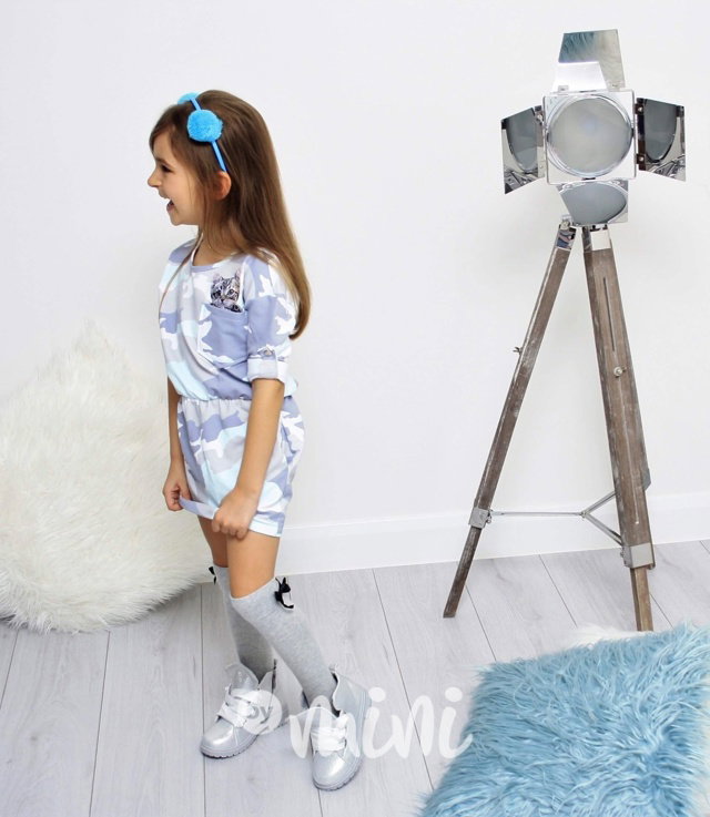 Sky blue army cat dress