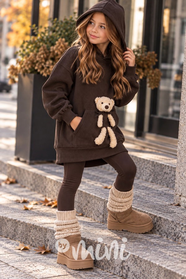 Podzimní mikinová tunika Teddy mood hnědá