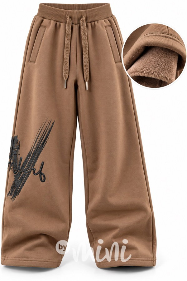 Super thermo široké tepláky beige
