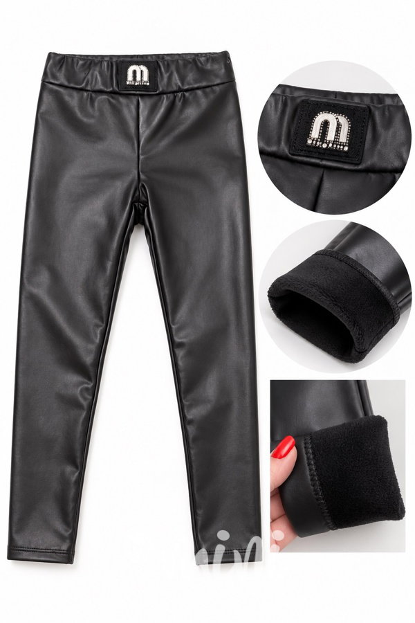 Zateplené eco leather legíny černé