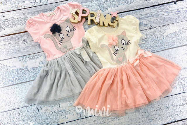 Cutie cat šaty cream/peach