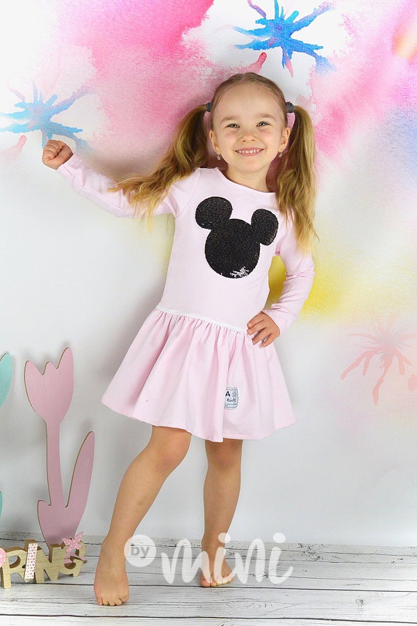 Mickey dress s přetáčecími flitry pink