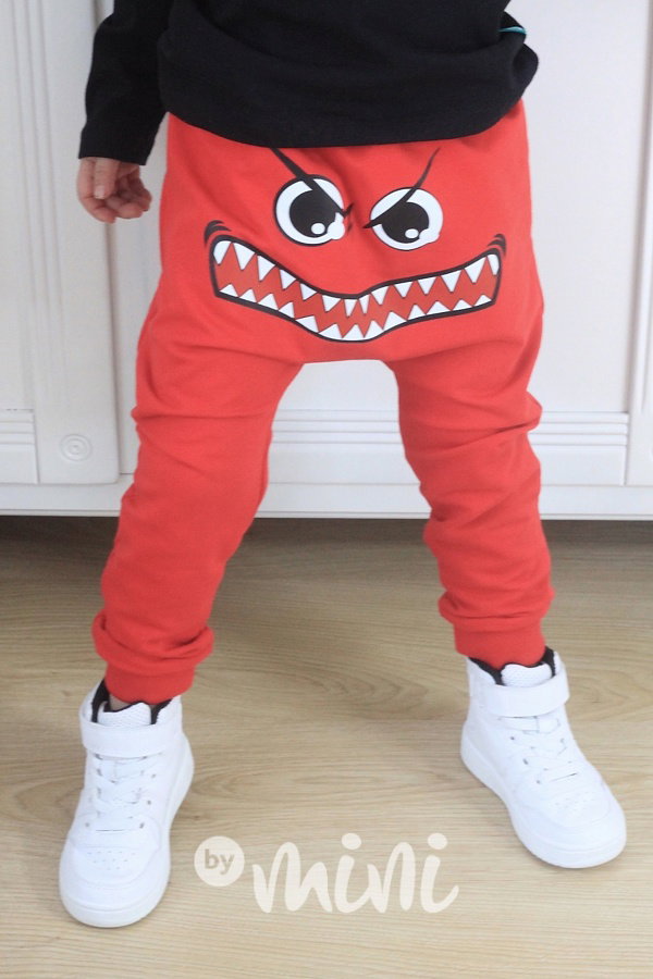 ANGRY face baggy tepláčky červené