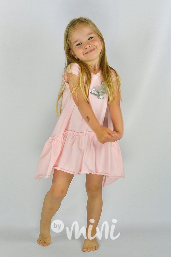 Baby pink comfy šaty butterfly