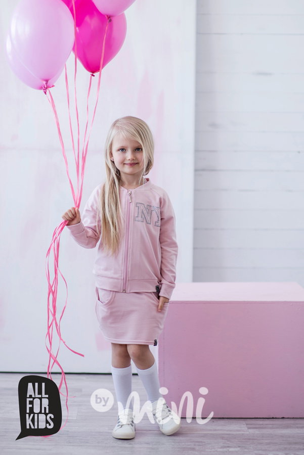 3ks souprava PINK: mikina, sukně, triko flitry