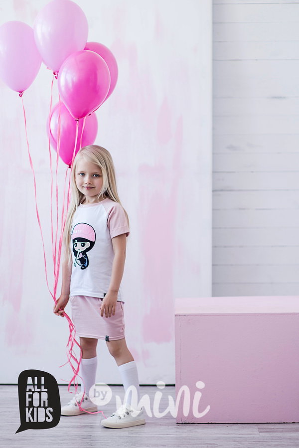 3ks souprava PINK: mikina, sukně, triko flitry