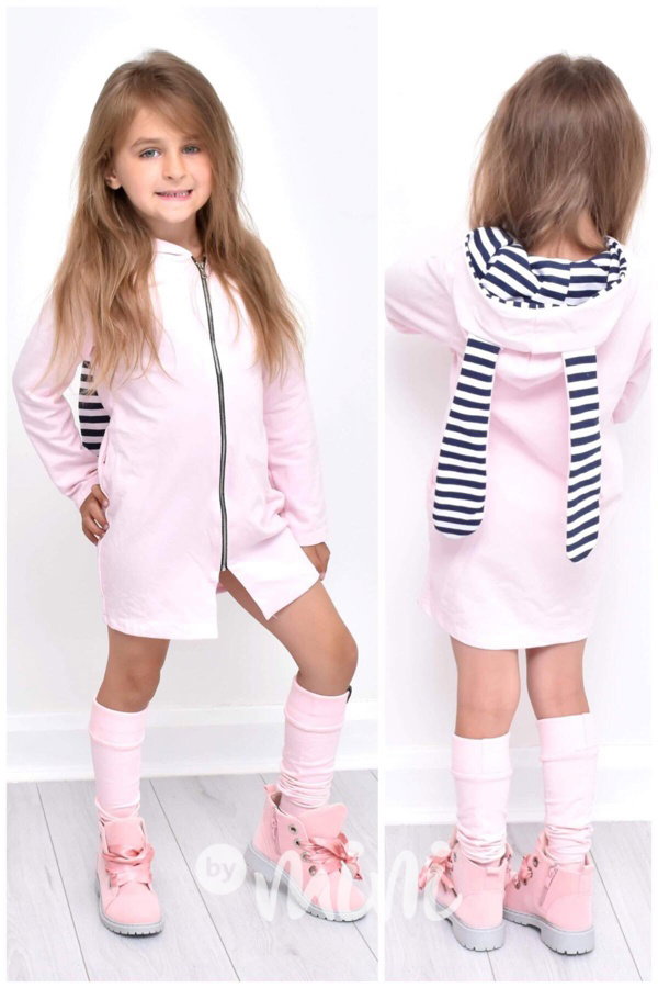 Dívčí mikina pink dlouhá BUNNY
