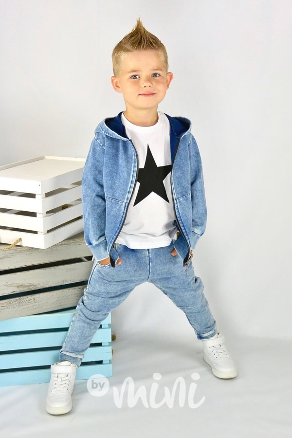 Jeans mikina s kapucí
