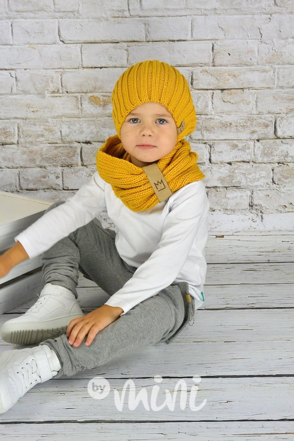 Vlněná houmleska s nákrčníkem mustard