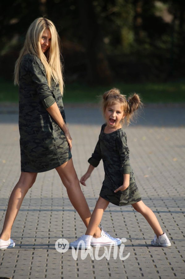 Army sporty šaty - set matka dcera