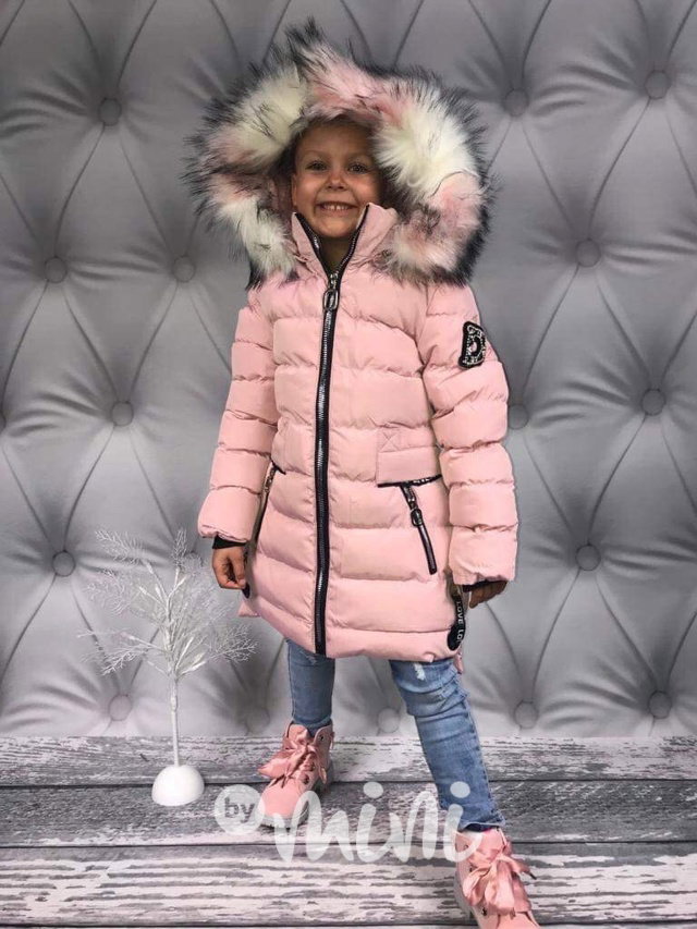 Pink zimní kabátek s kamínky