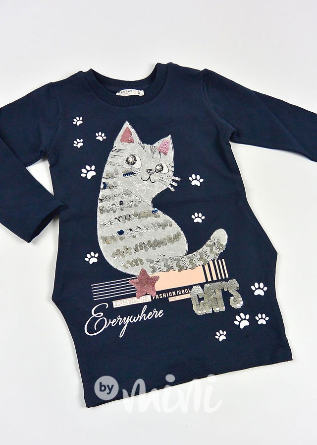 Podzimní kočičková tunika dark blue