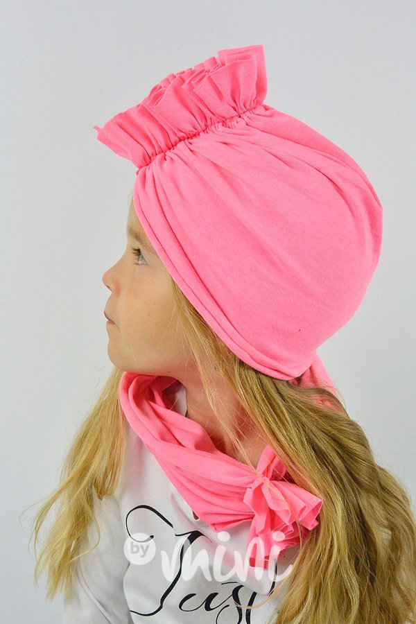 3v1 turban + nákrčník (čelenka) neon pink