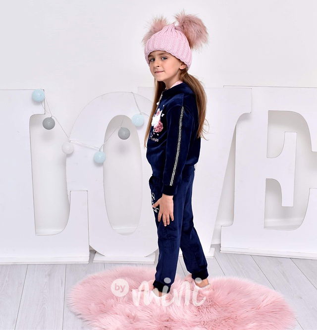 3ks Pony semišová souprava modrá