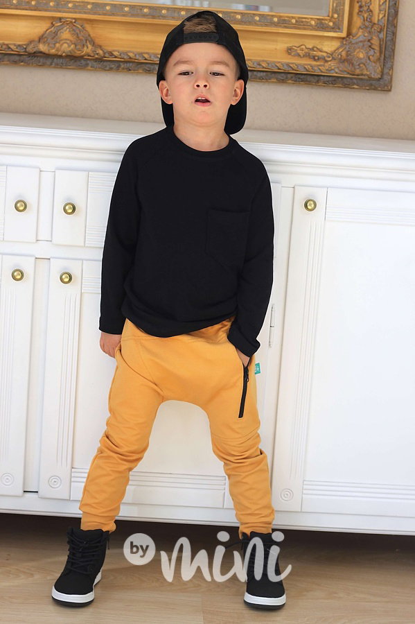 Mustard baggy tepláčky se zipem